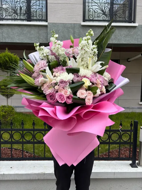 Romantik Bahçe Krizantem ve Lilyum Aranjmanı